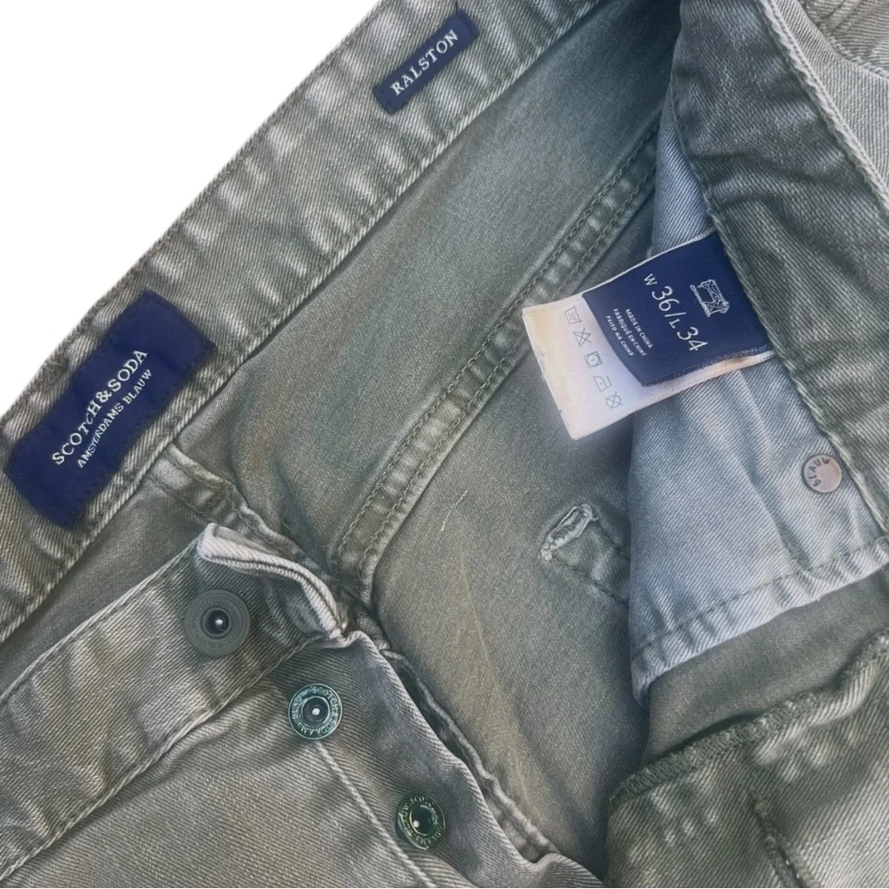 Scotch & Soda Ralston Jeans Men 36x34 Vintage‎ Faded Gray Green Slim Denim